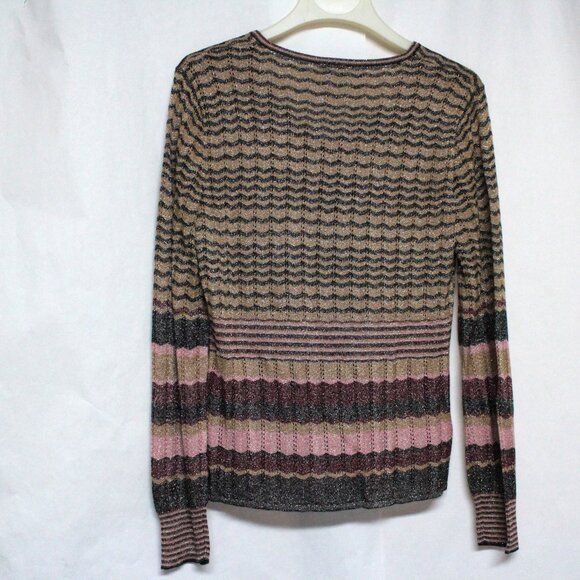 Women's XL U-Knit Multi Color Long Sleeve V Neck Sweater Top - Picture 2 of 9